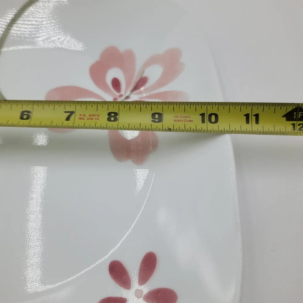 15pc Corelle Vitrelle Square Dinnerware Set Pretty Pink Flower Made in USA